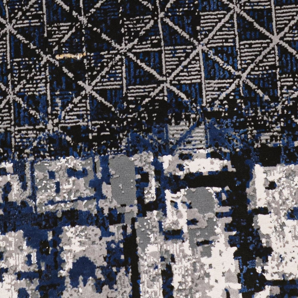 Blue Geometric Turkish Rug 4x6 Ft