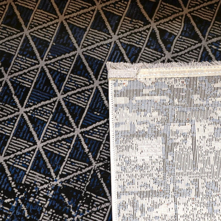 Blue Geometric Turkish Rug 4x6 Ft