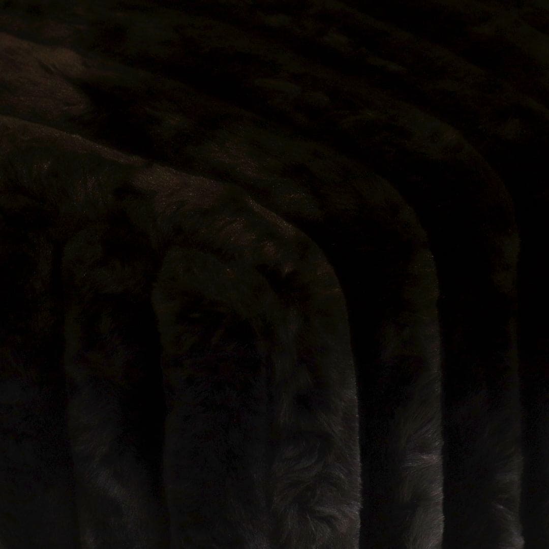 Black Fur Ottoman Stool