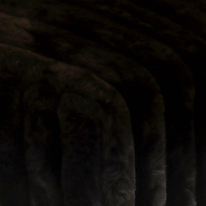 Black Fur Ottoman Stool