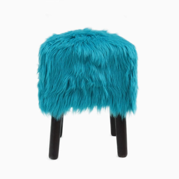 Ferozi Fur Ottoman Stool Small