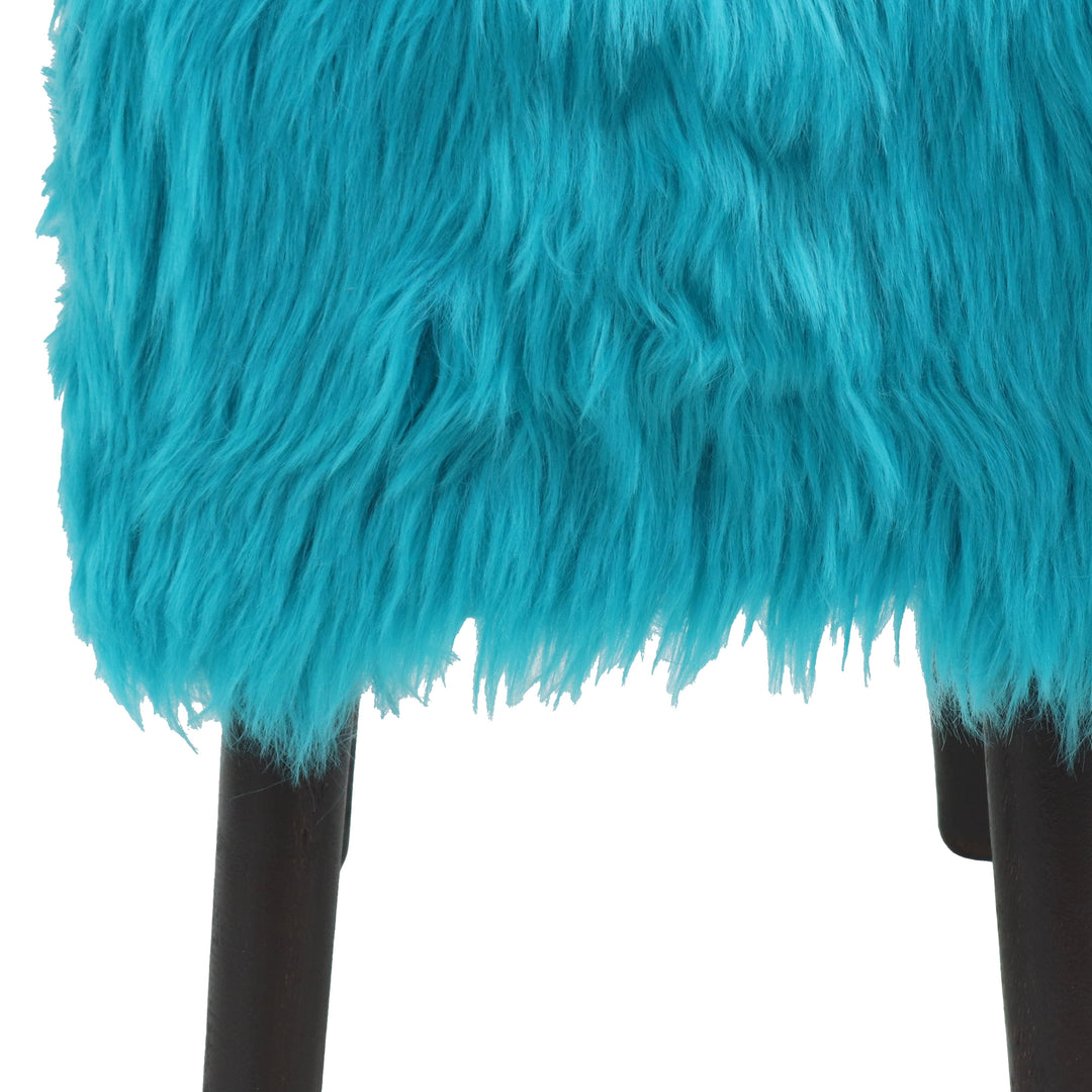Ferozi Fur Ottoman Stool Small