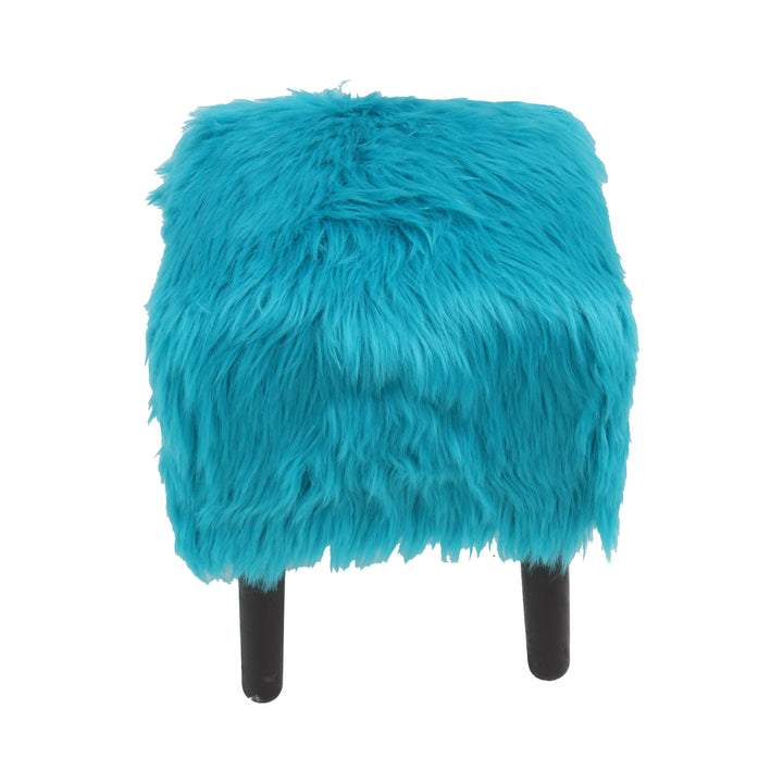 Ferozi Fur Ottoman Stool Small