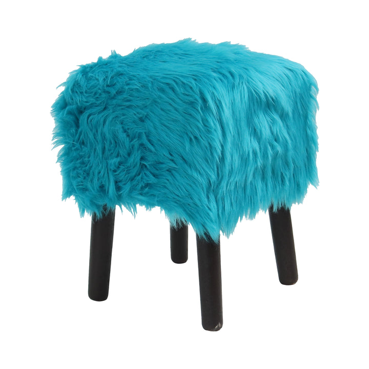 Ferozi Fur Ottoman Stool Small