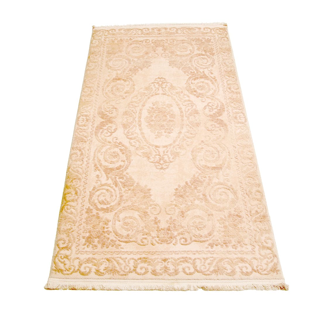 Beige Floral Turkish Rug 2.5x5 Ft