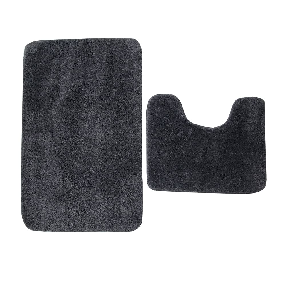 Microfiber Thick Pile Anti Slip Bath Mat Set 3pc