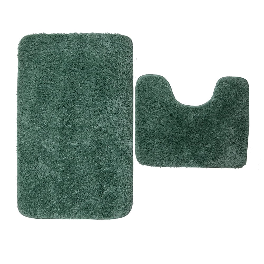 Microfiber Thick Pile Anti Slip Bath Mat Set 3pc