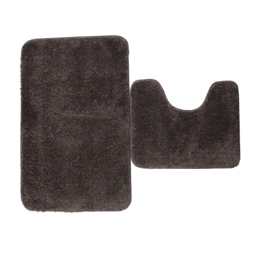 Microfiber Thick Pile Anti Slip Bath Mat Set 3pc