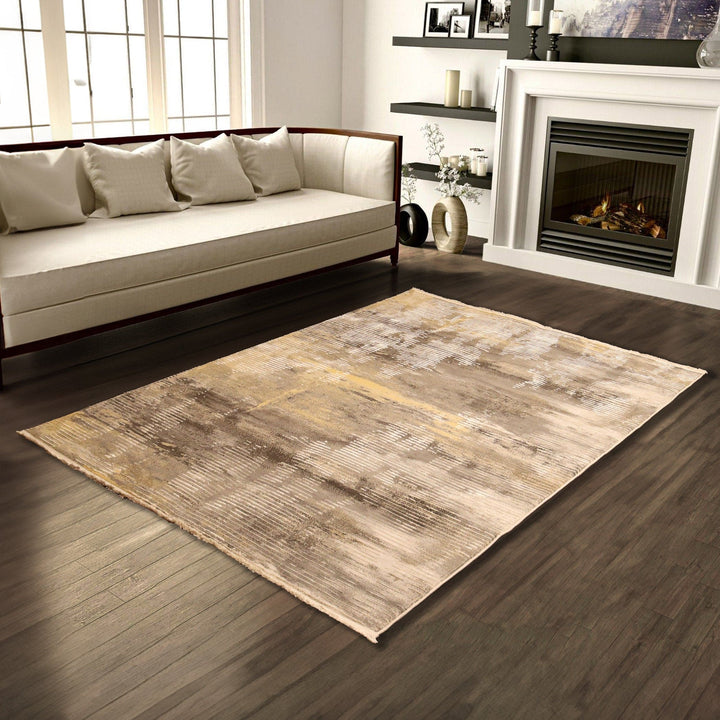 Brown Splash Turkish Rug 5x8 Ft