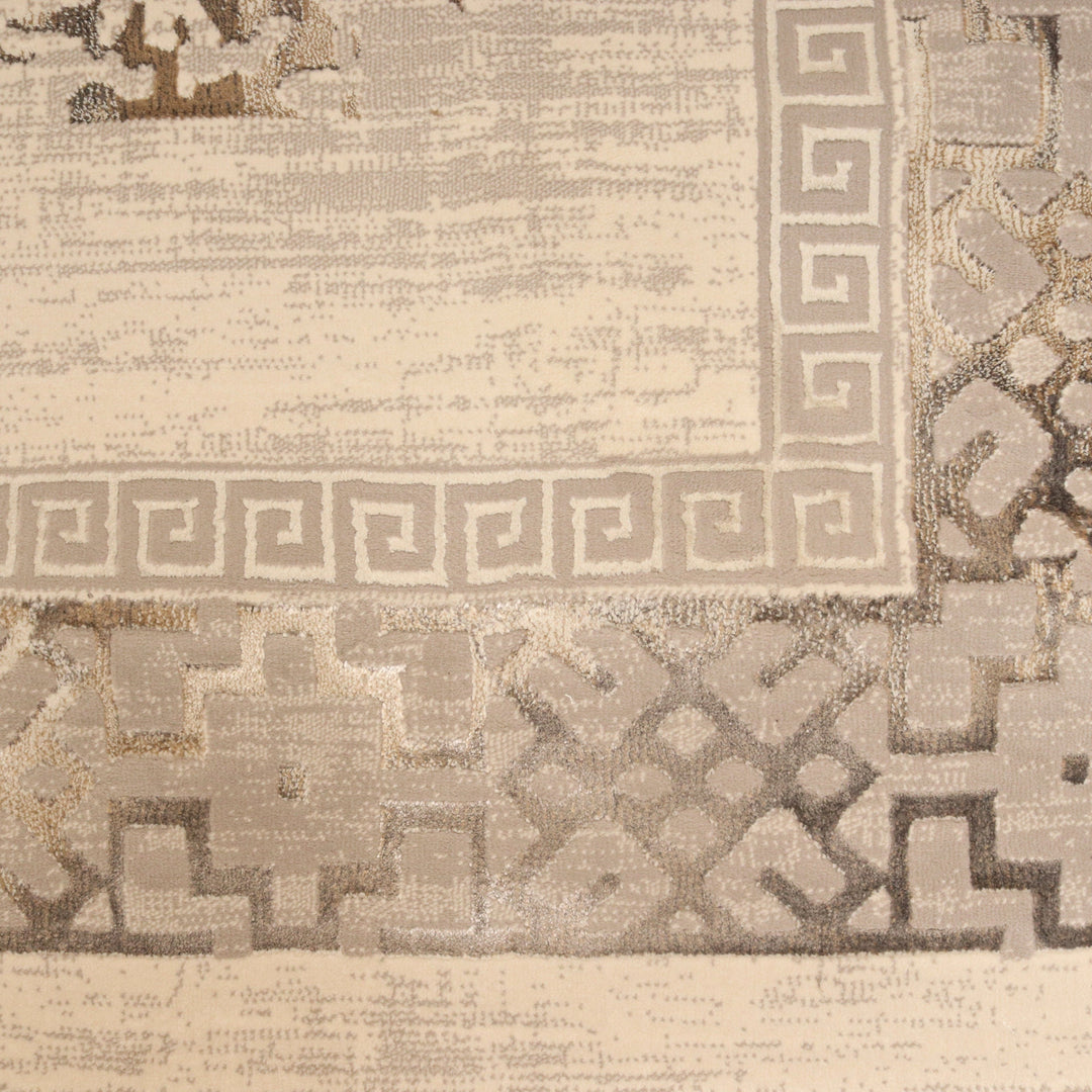 Beige Abstract Turkish Rug 7x10 ft