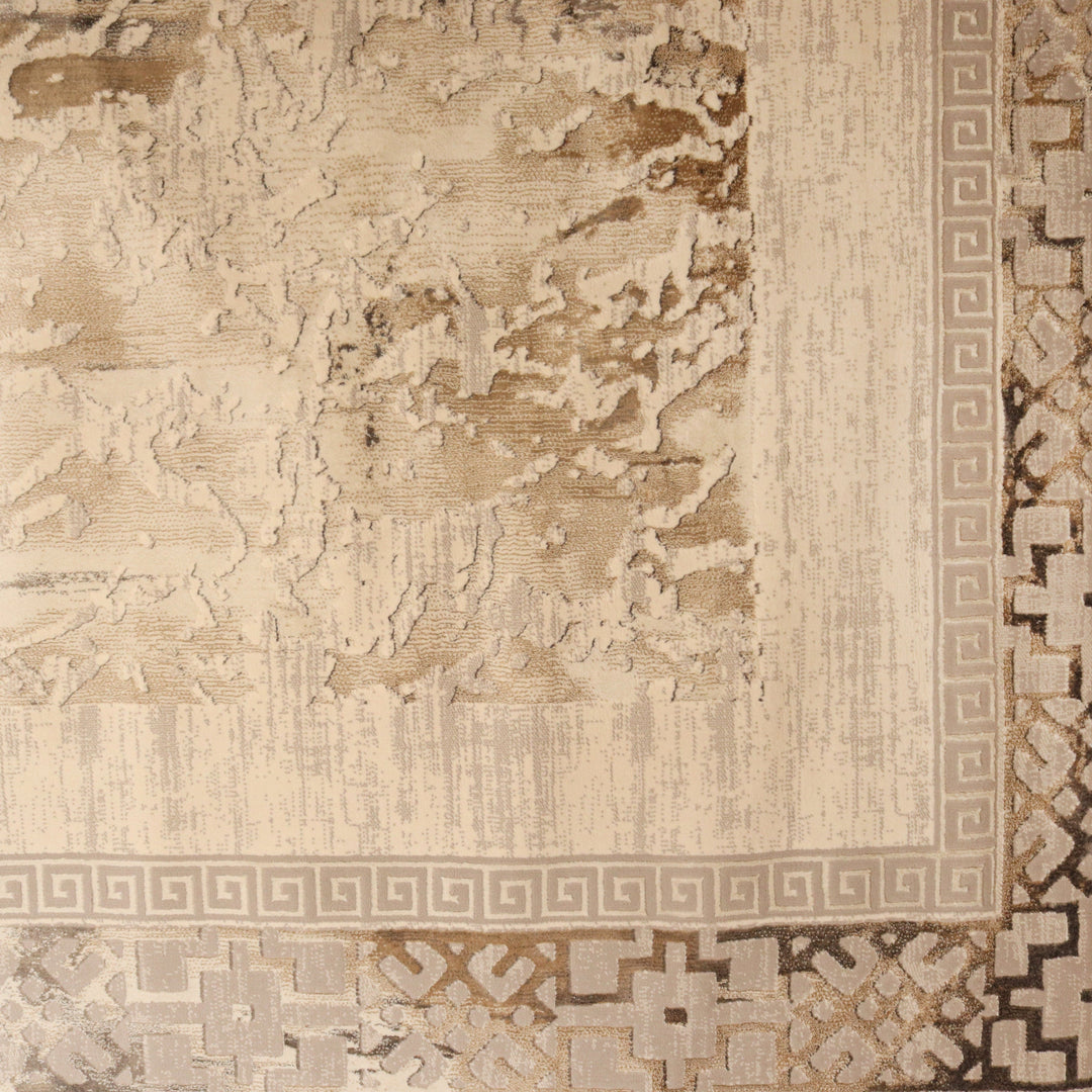 Beige Abstract Turkish Rug 7x10 ft