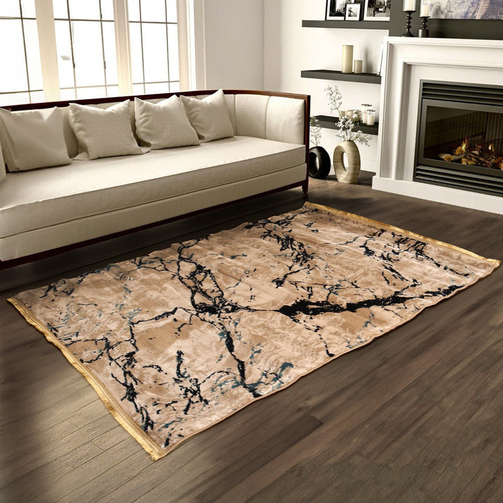 Beige Abstract Turkish Rug 7X10