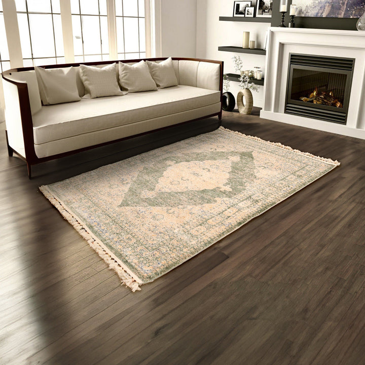 Green Traditional Turkish Rug 5X8 Ft