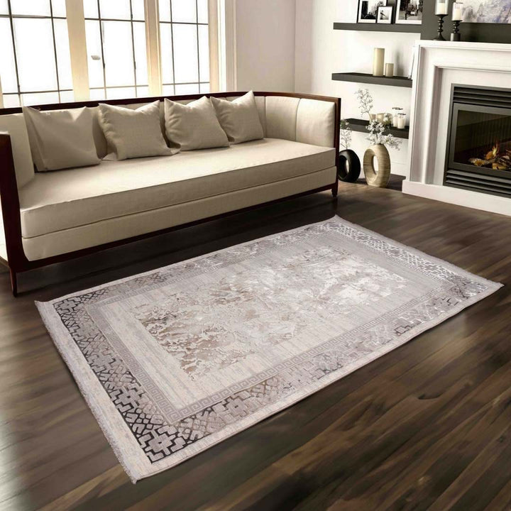 Beige Plain Turkish Rug 4X6 FT