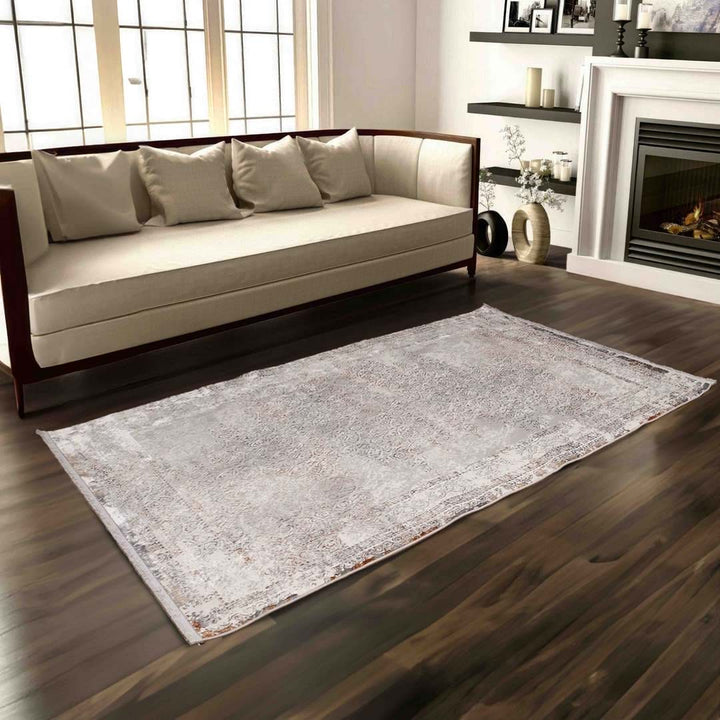 Off White Floral Turkish Rug 4x6 FT