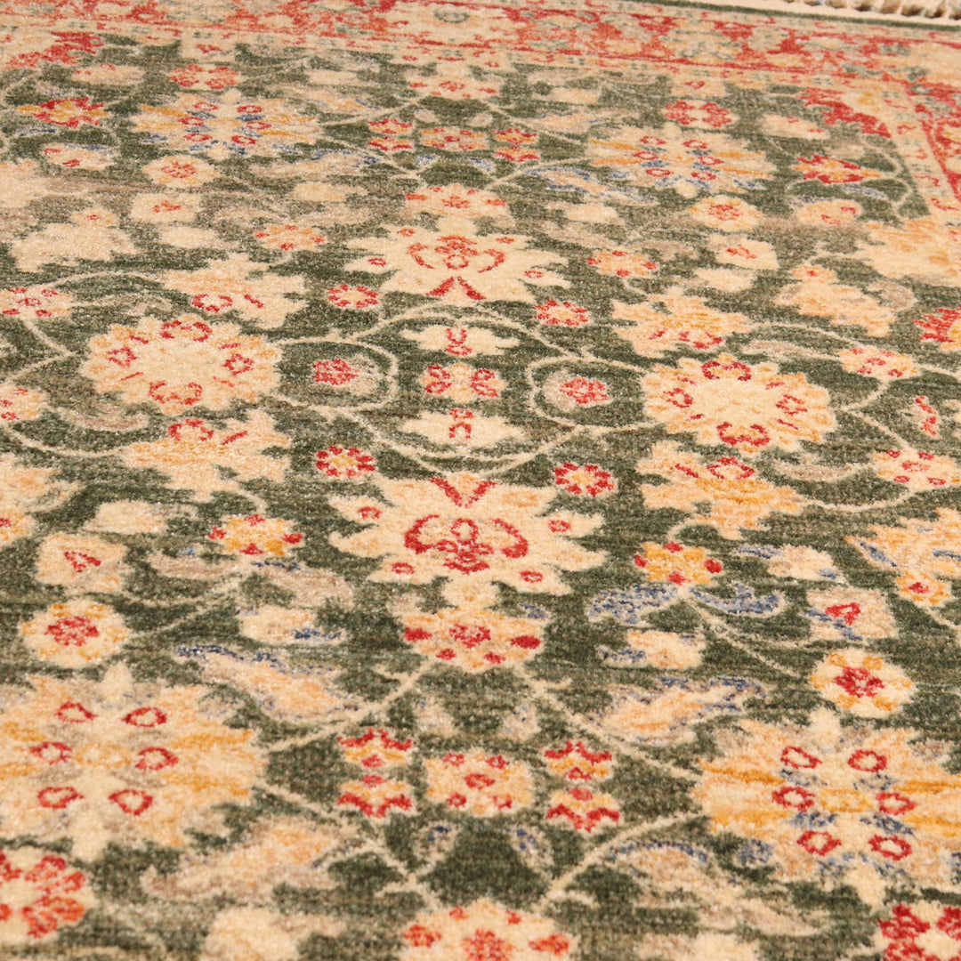 Green Traditional Turkish Rug 4x6 Ft