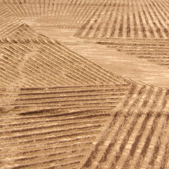 Brown Strip Turkish Rug 4x6 Ft