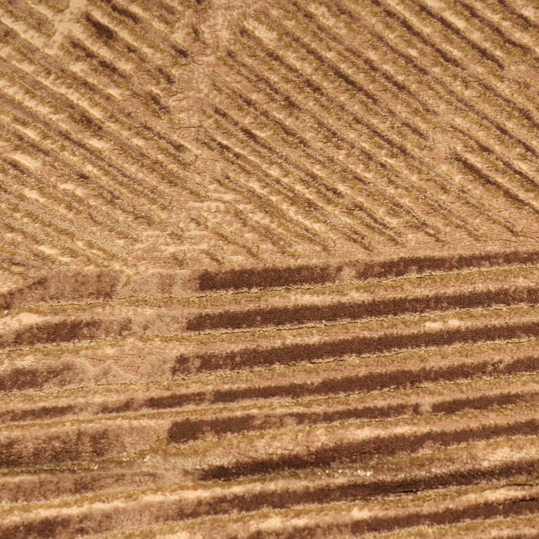 Brown Strip Turkish Rug 4x6 Ft