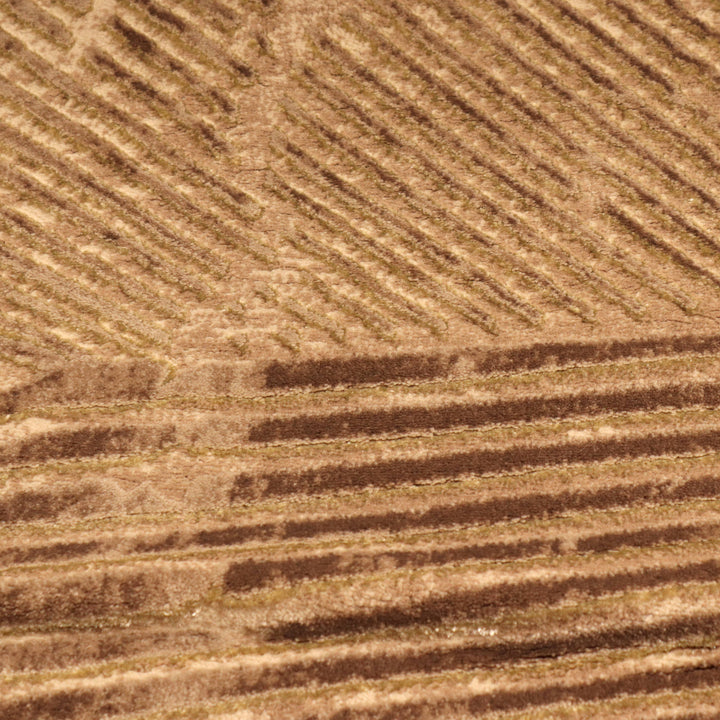 Brown Strip Turkish Rug 4x6 Ft