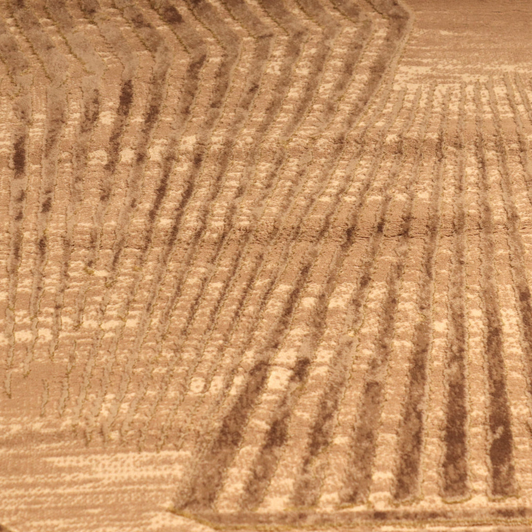 Brown Strip Turkish Rug 4x6 Ft