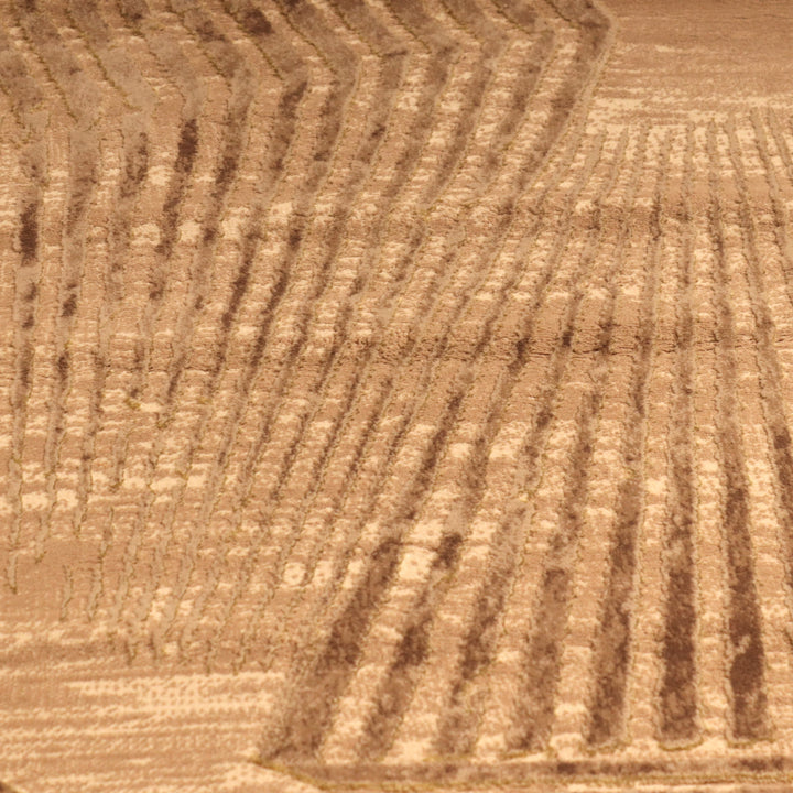 Brown Strip Turkish Rug 4x6 Ft