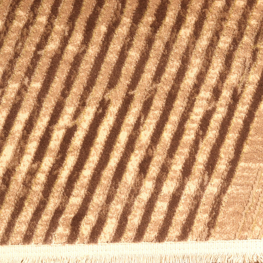 Brown Strip Turkish Rug 4x6 Ft