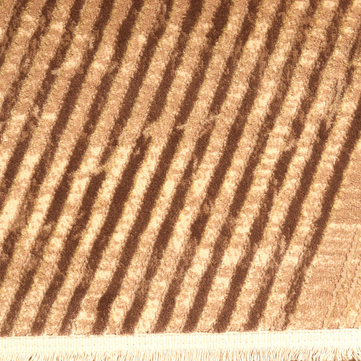 Brown Strip Turkish Rug 4x6 Ft