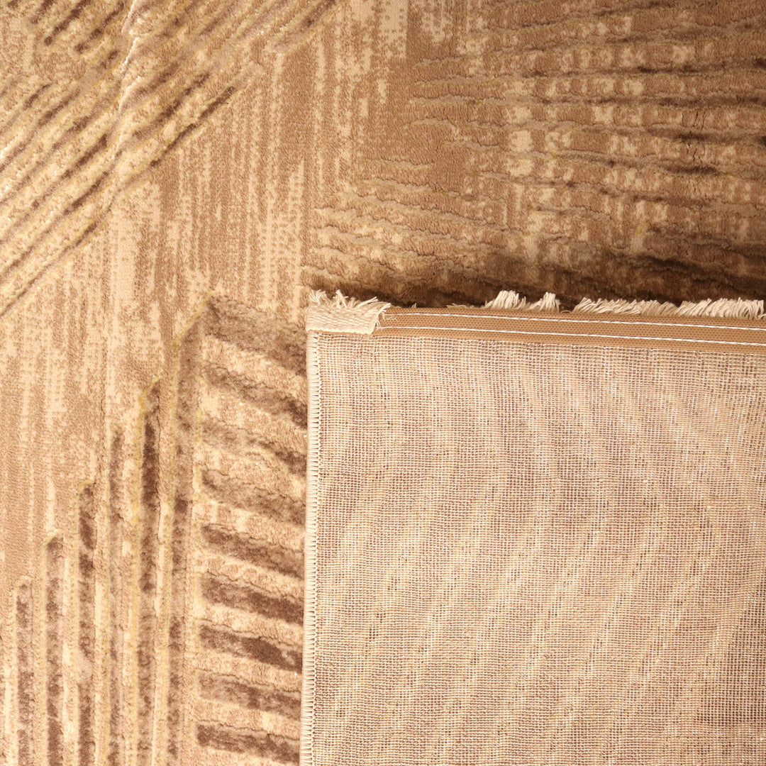 Brown Strip Turkish Rug 4x6 Ft