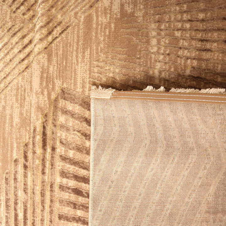 Brown Strip Turkish Rug 4x6 Ft