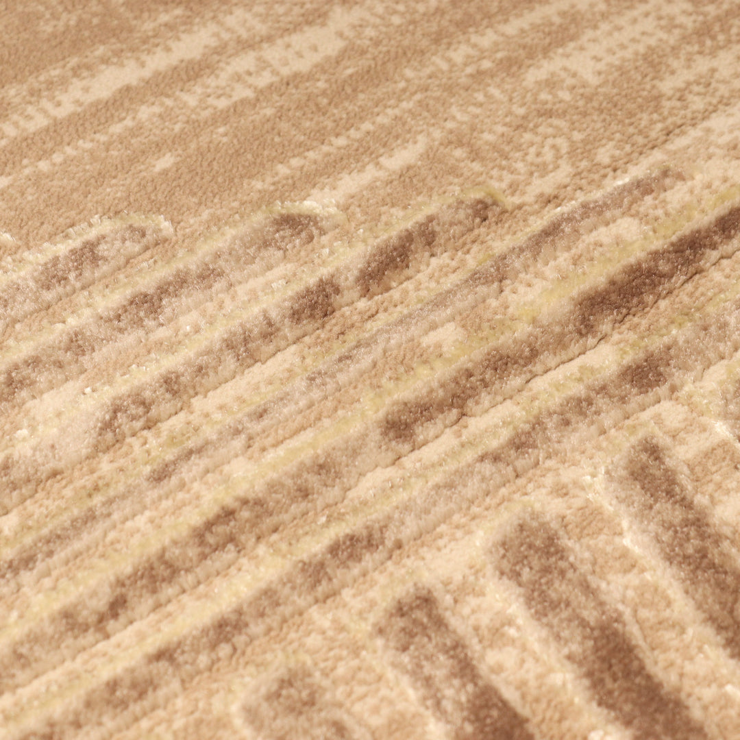 Brown Strip Turkish Rug 4x6 Ft