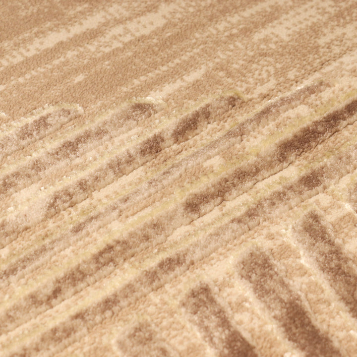 Brown Strip Turkish Rug 4x6 Ft