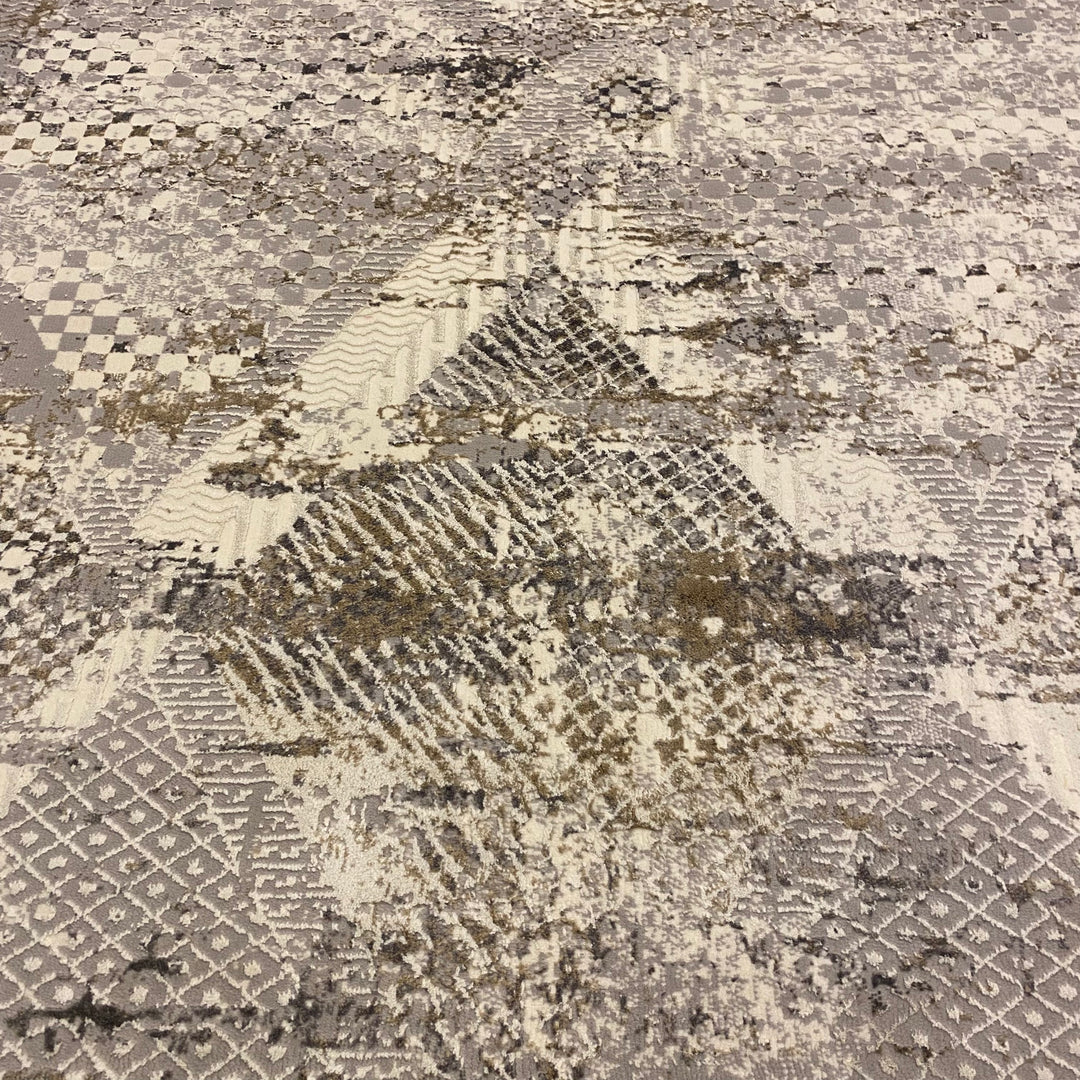 Off White Geometric Turkish Rug 4x6 Ft