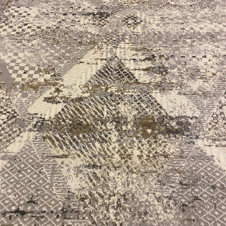 Off White Geometric Turkish Rug 4x6 Ft