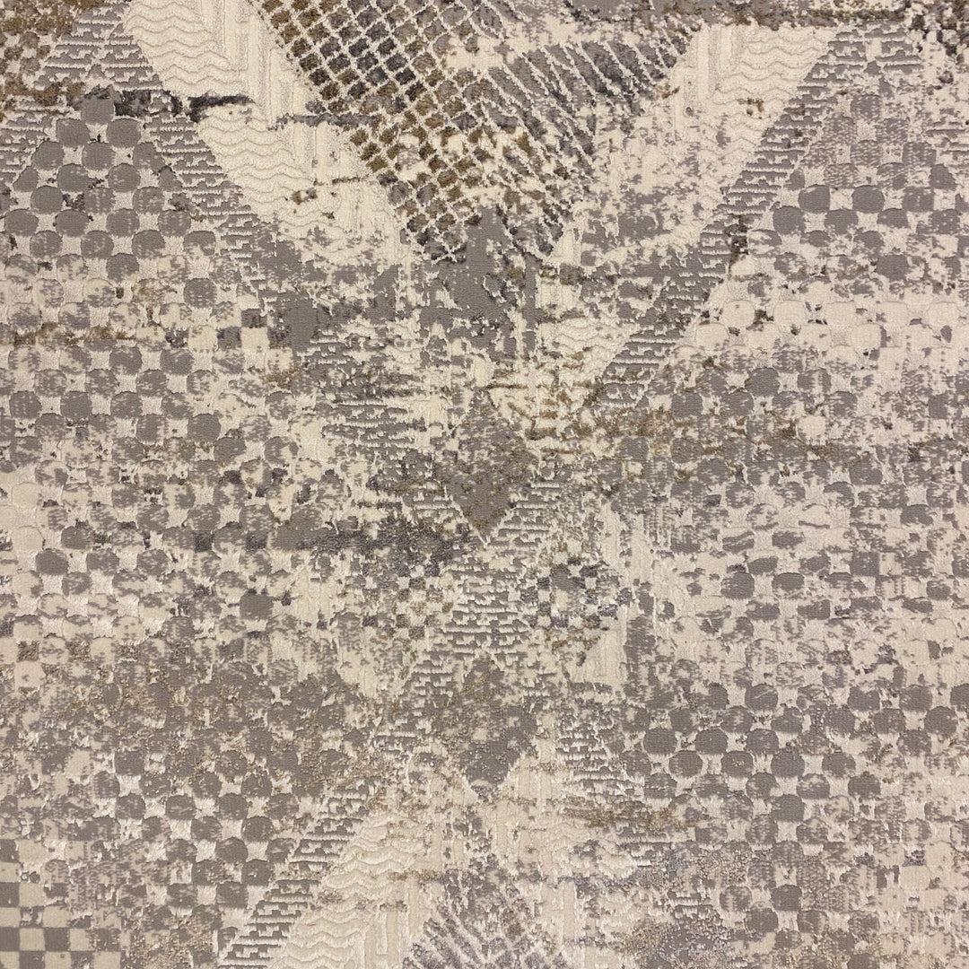 Off White Geometric Turkish Rug 4x6 Ft