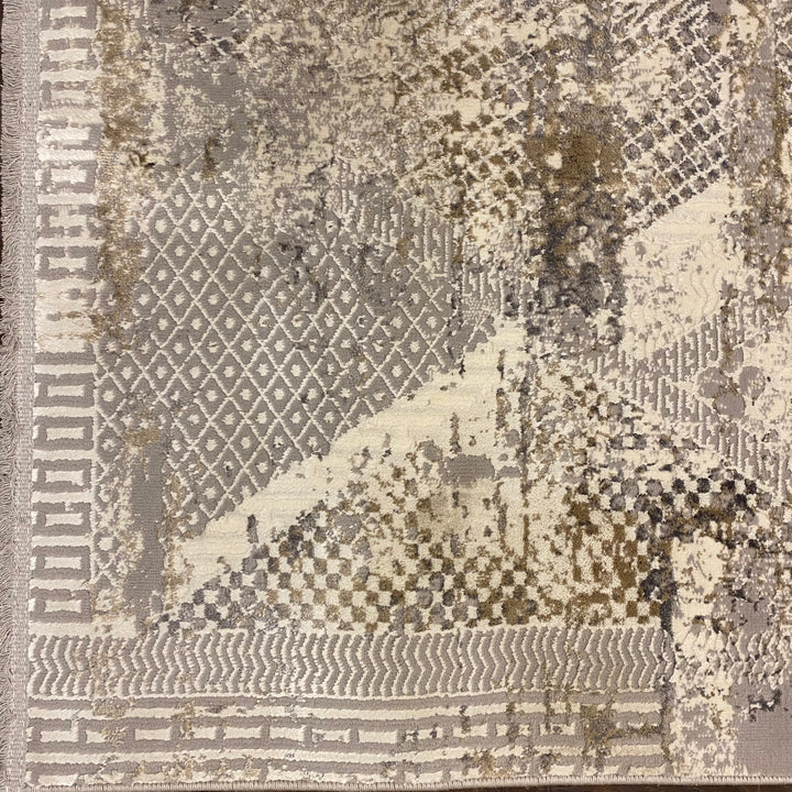 Off White Geometric Turkish Rug 4x6 Ft