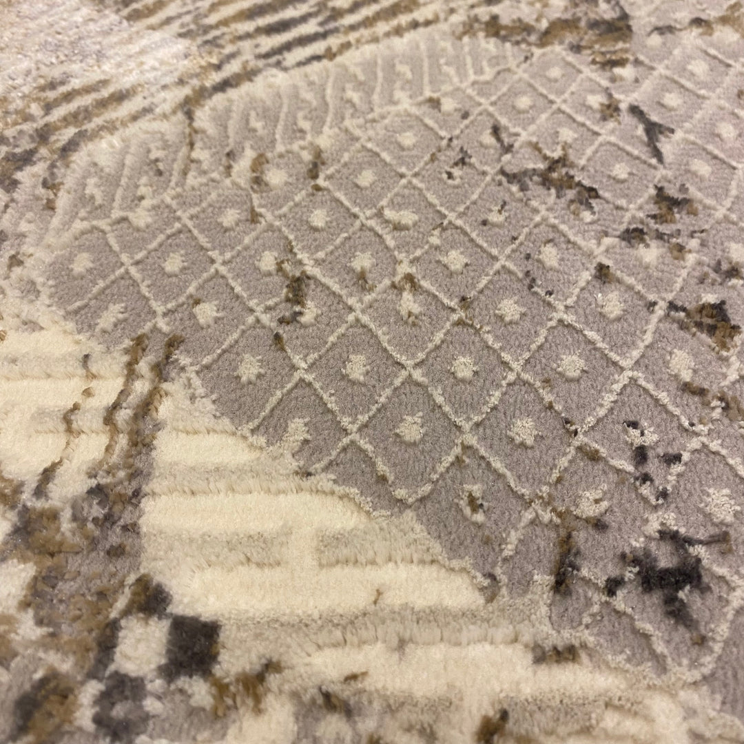 Off White Geometric Turkish Rug 4x6 Ft