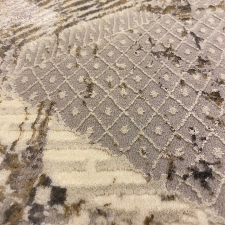 Off White Geometric Turkish Rug 4x6 Ft