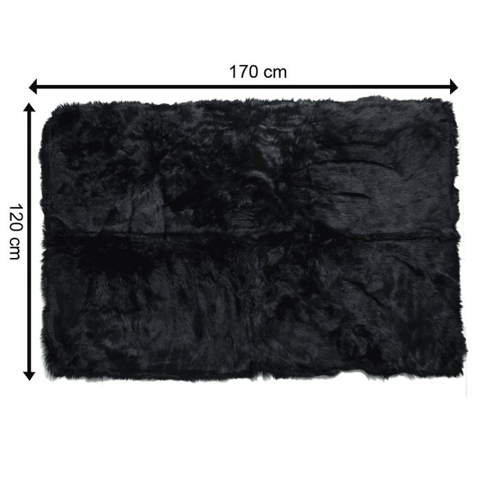 Black Fur Area Rug 4x6 ft