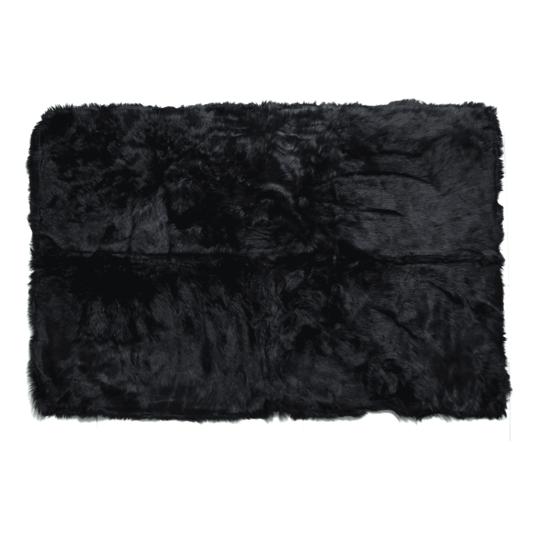 Black Fur Area Rug 4x6 ft