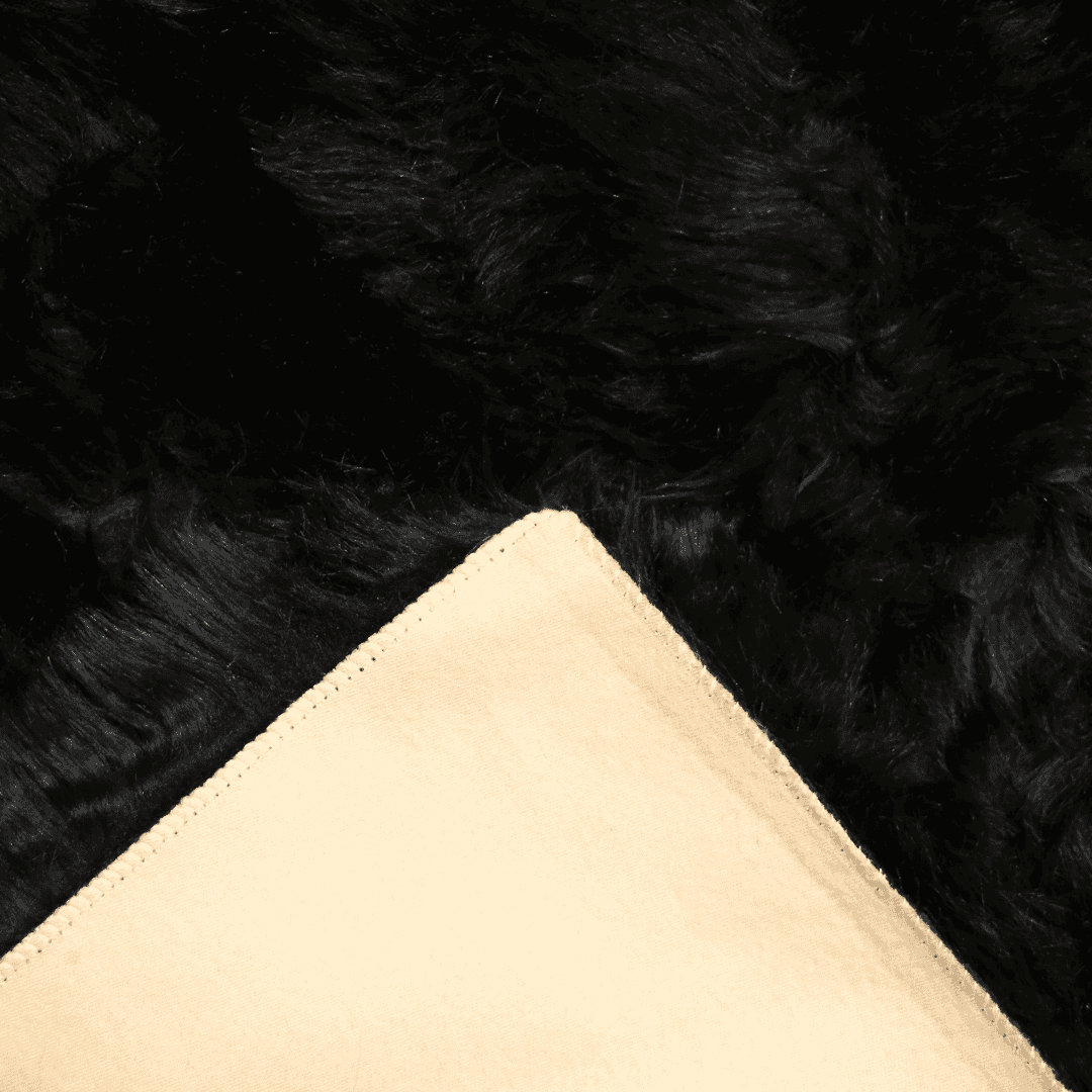 Black Fur Area Rug 4x6 ft