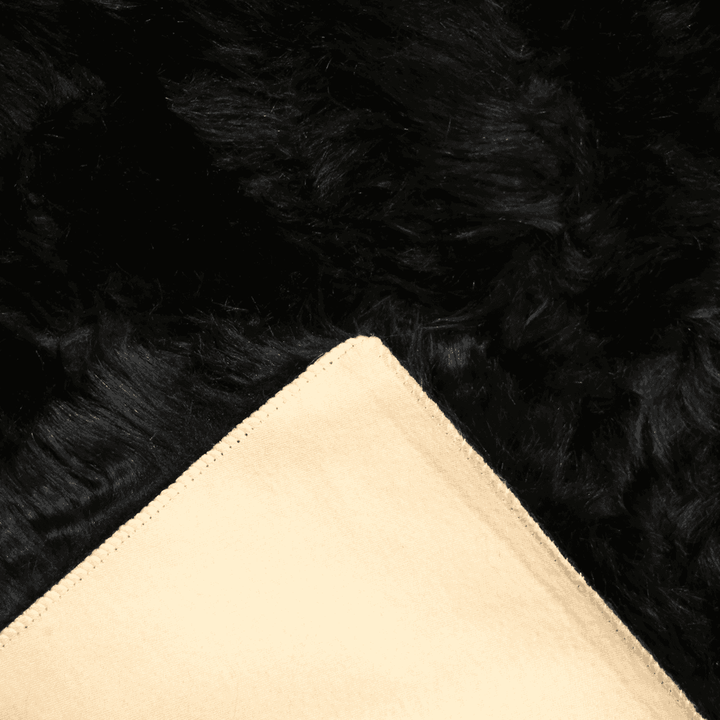 Black Fur Area Rug 4x6 ft