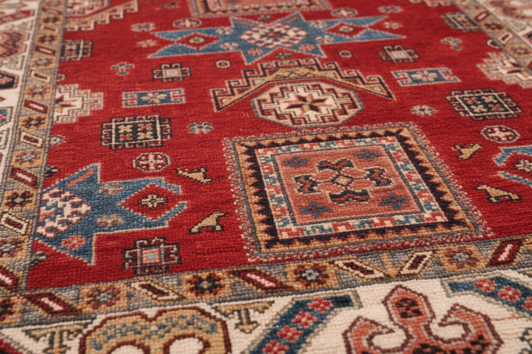 Antique Super Kazak Rug 2629 Close-up 1