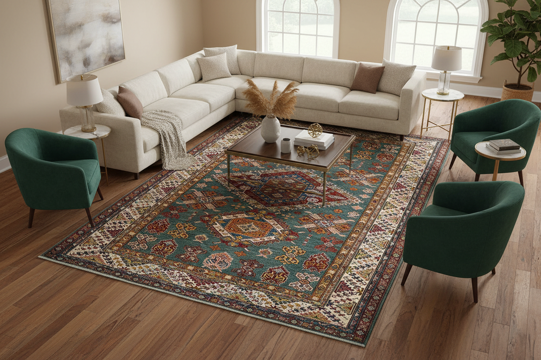 Antique Super Kazak Rug 4062 Lifestyle