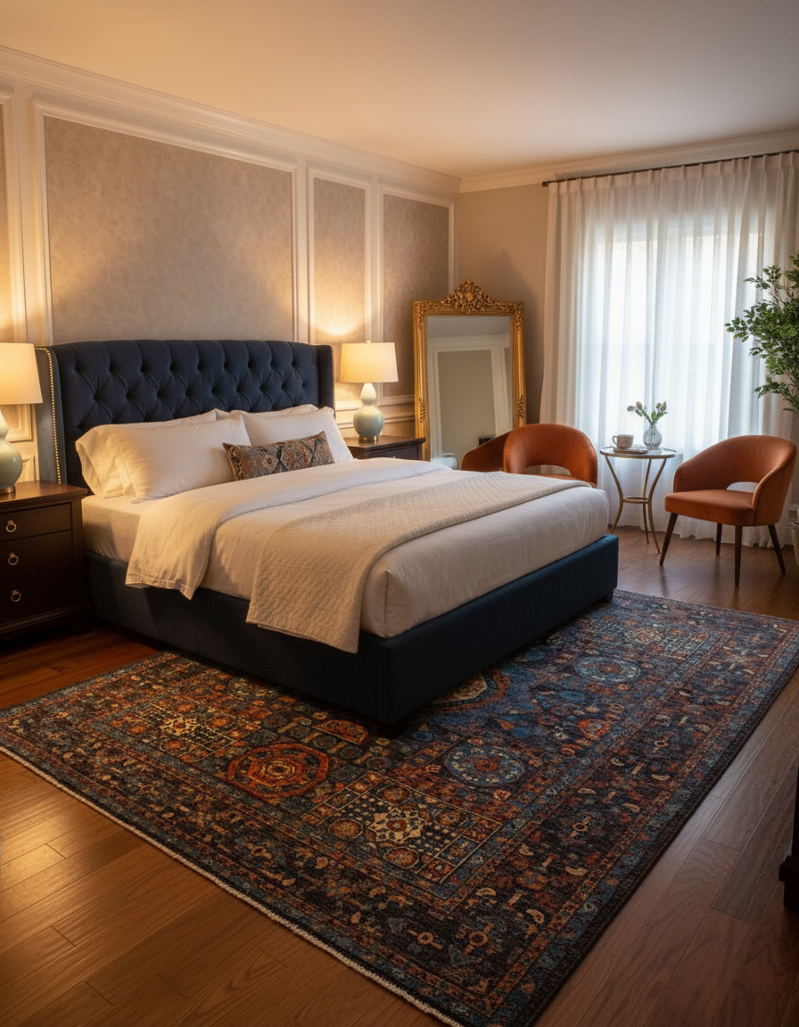 Multi Handmade Mamluk Rug 4.11x6.5 FT