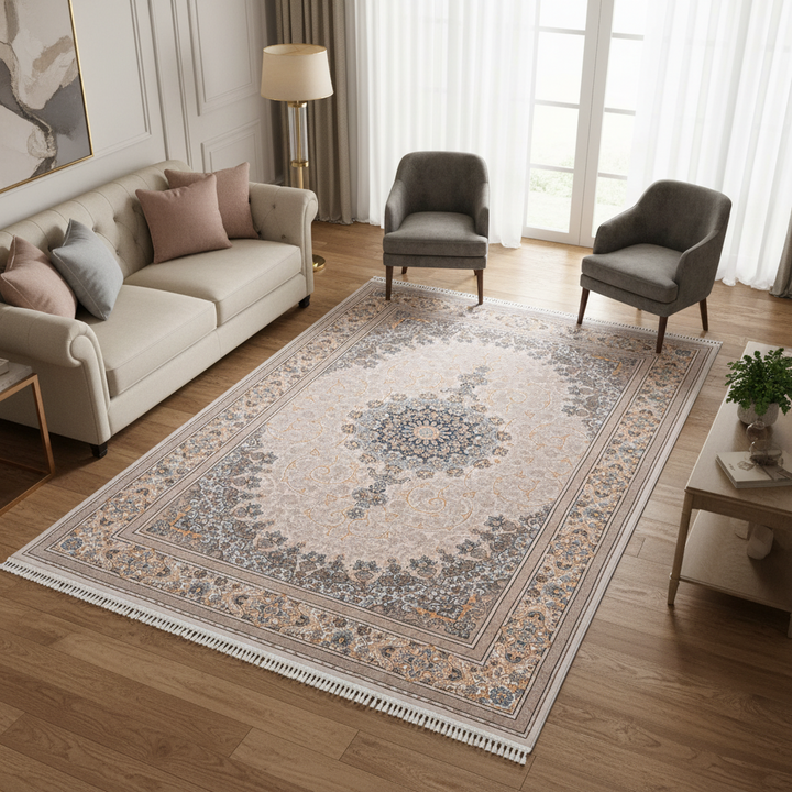 Blush Pink Persian Khas Rug  5X8 ft