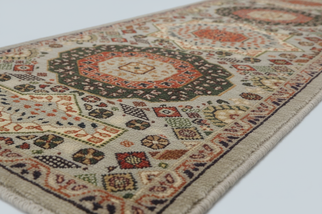 Beige Gold Handmade Mamluk Runner 7519 Close-up 2