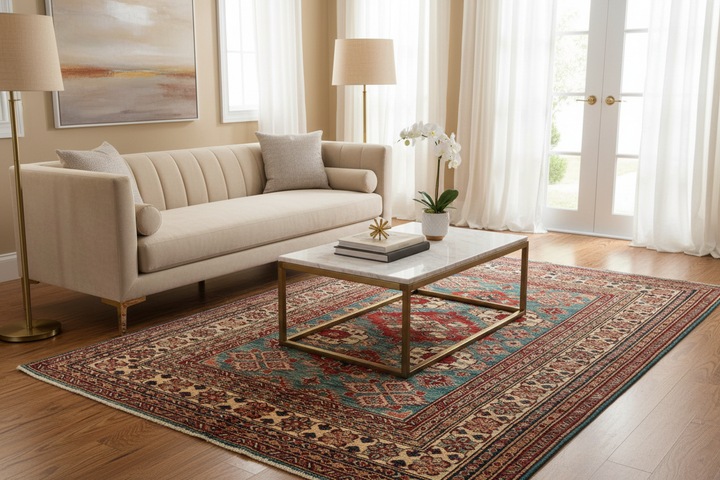Beige Gold Super Kazak Rug 5830 Lifestyle