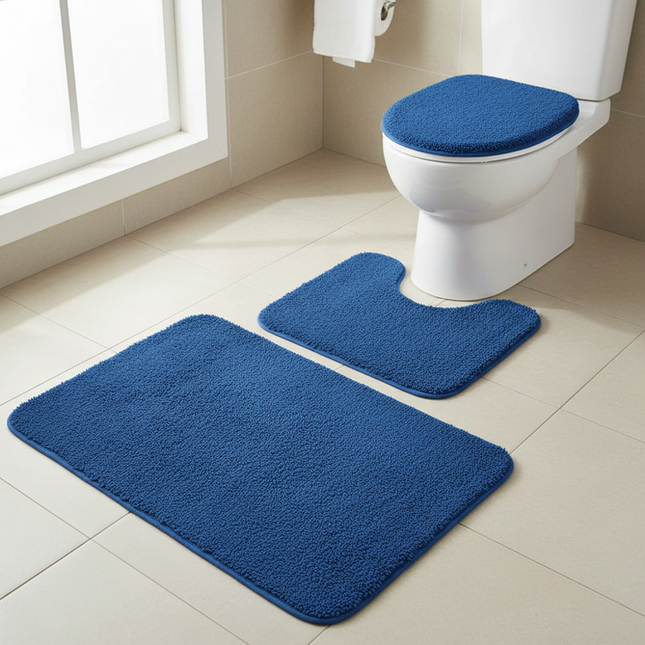 Microfiber Thick Pile Anti Slip Mat Bath Mats Set 3pc