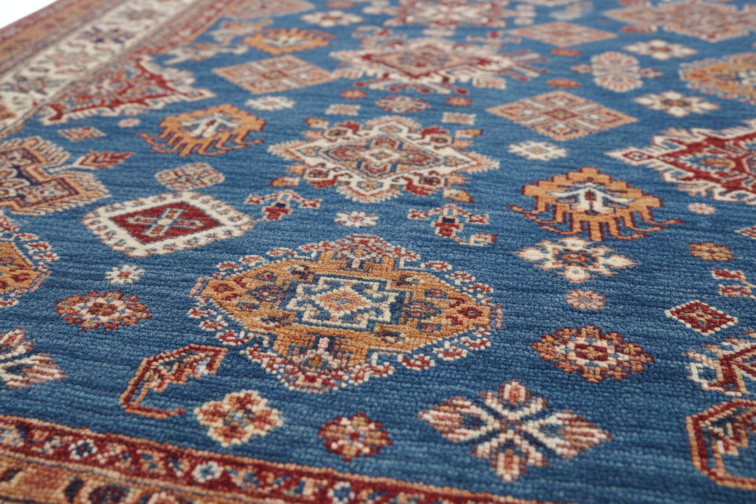 Blue Super Kazak Rug 1693 Close-up 1