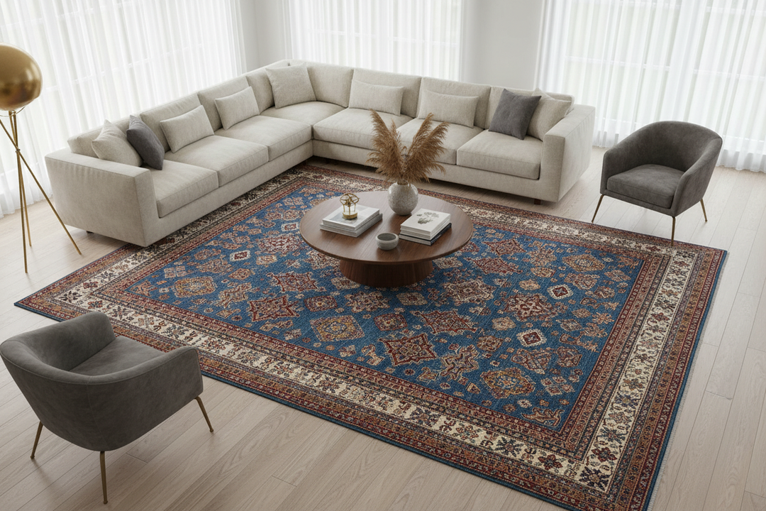 Blue Super Kazak Rug 1693 Lifestyle